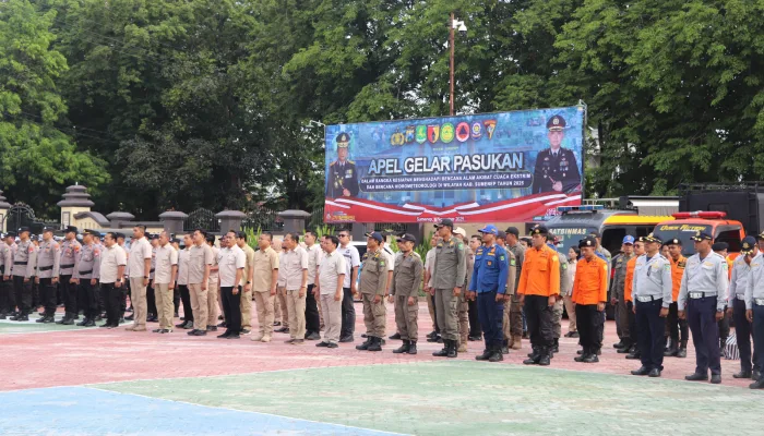 Hadapi Cuaca Ekstrem, Polres Sumenep Gelar Apel Kesiapsiagaan Tanggap Darurat Bencana