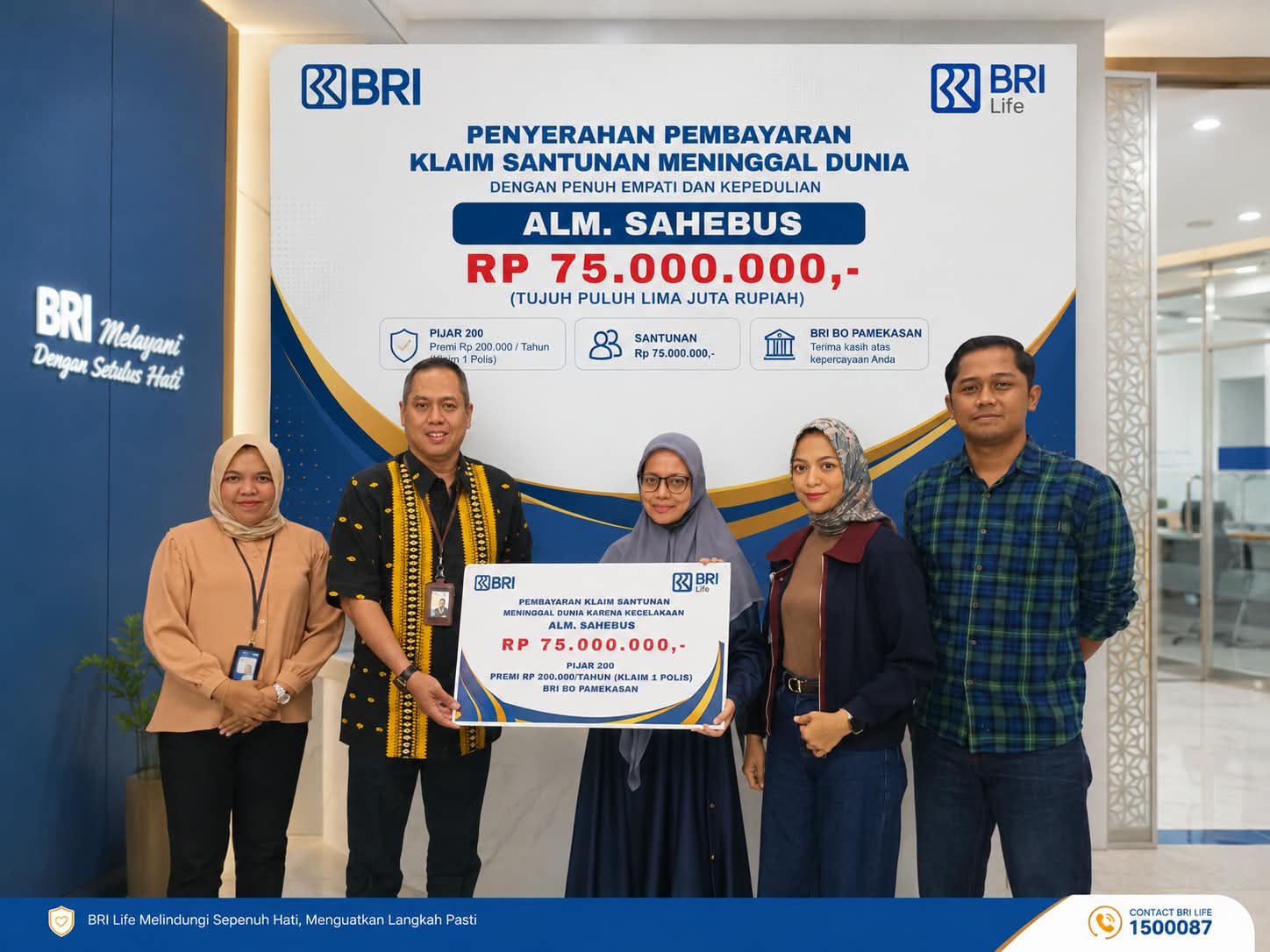 BRI Life Pamekasan Bayarkan Klaim Asuransi 75 juta tepat waktu